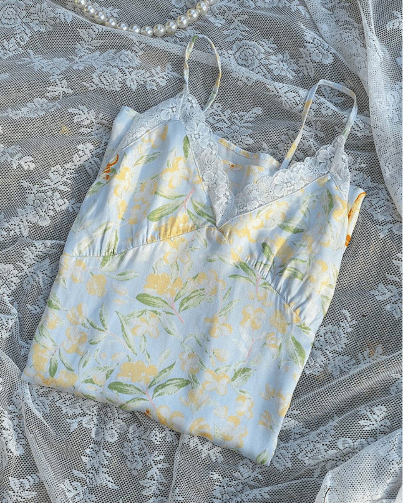 Fresh Floral Nightgown Pajama Dress / Yellow Floral