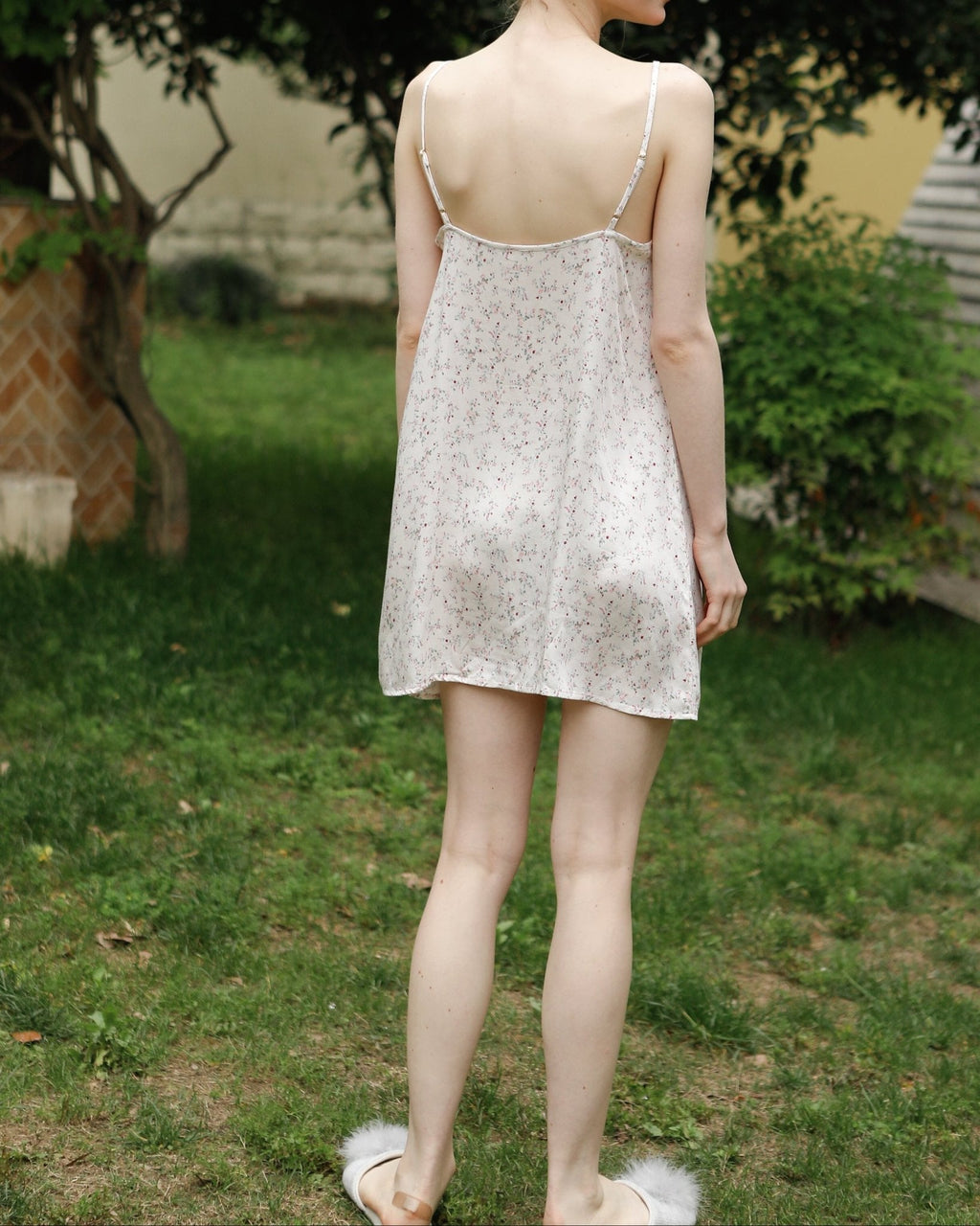 Fresh Floral Nightgown Pajama Dress / White