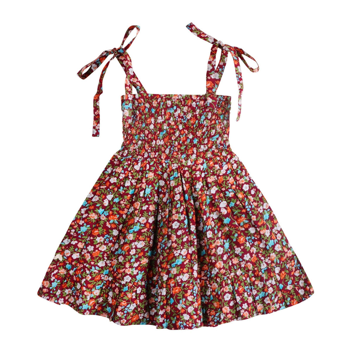 Fuchsia Floral Smocked Strappy Dress