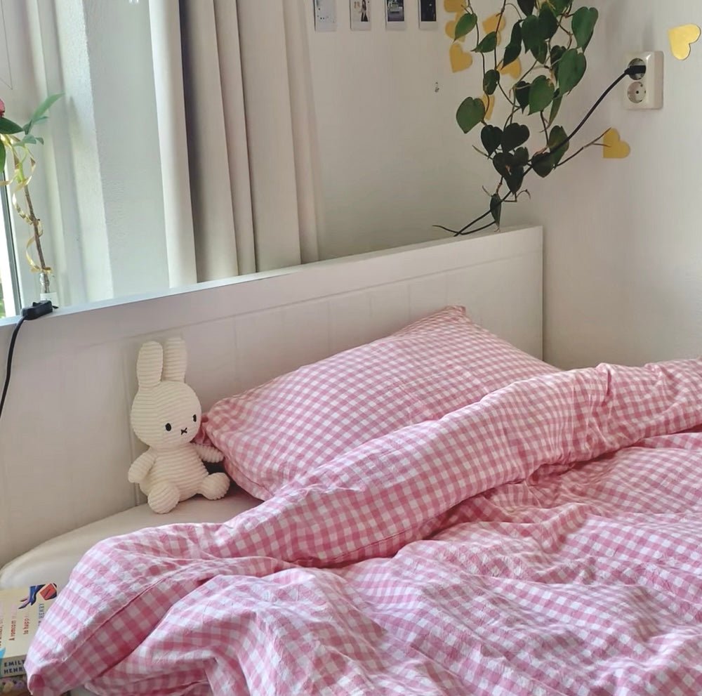 Gingham Bedding Set / Brown