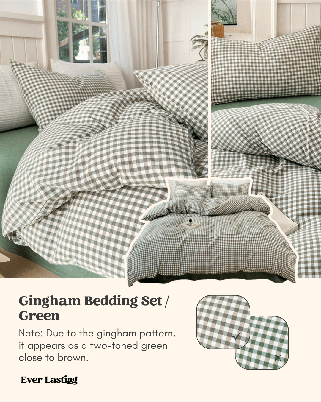 Gingham Bedding Set / Pink