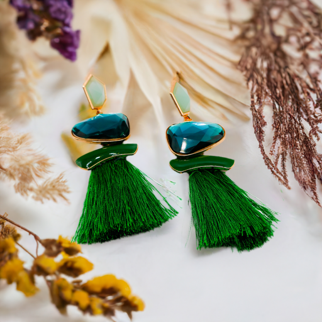 Emerald Sparkle Gems Earrings – Crystal Drop Earrings for Women