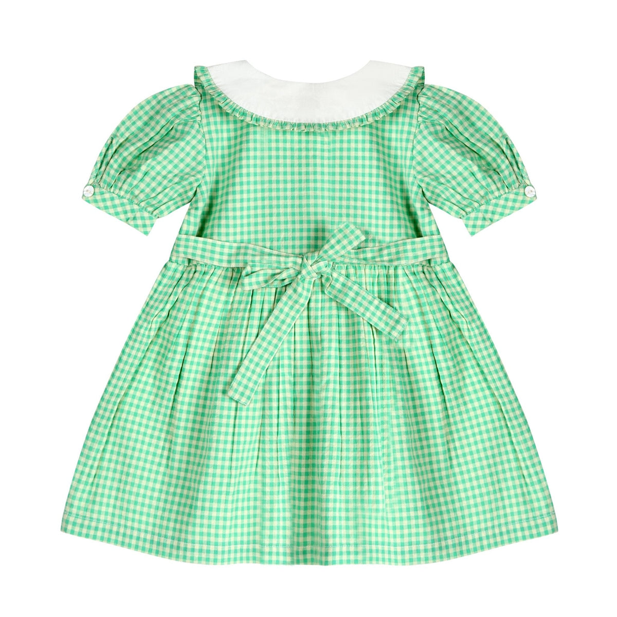 Green Gingham Emb. Mia Dress | Iconic Green Gingham Print