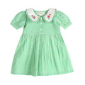 Green Gingham Emb. Mia Dress | Iconic Green Gingham Print