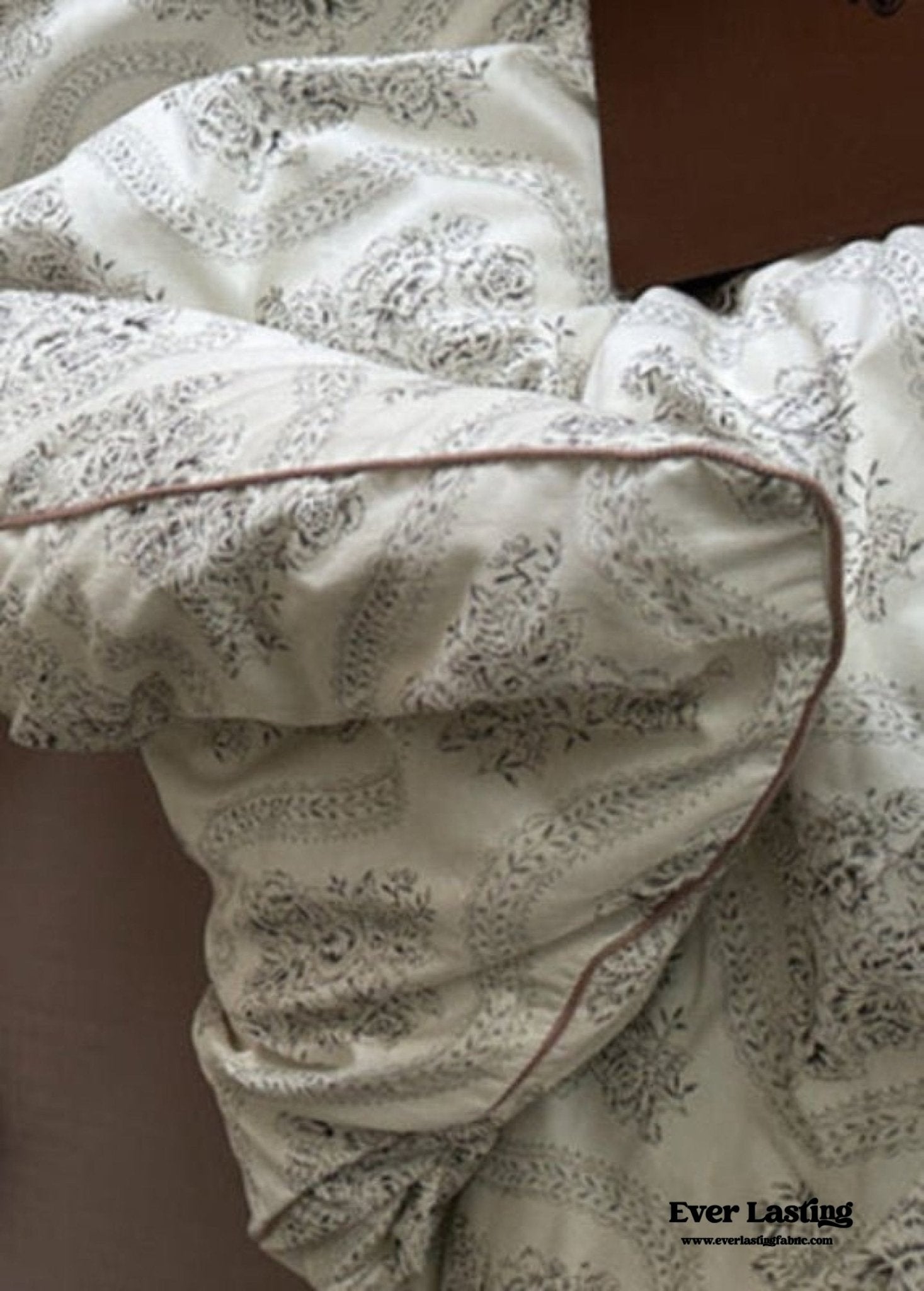 Hannah Vintage Floral Braids Cotton Bedding Set / Beige