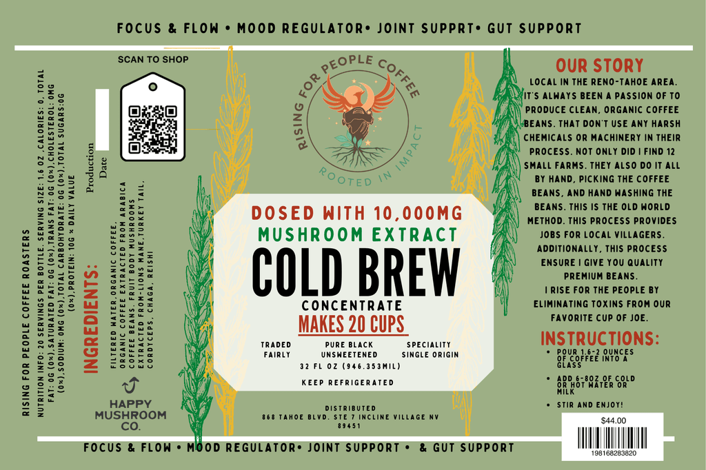 Happy Mushroom concentrated Cold Brew coffee
