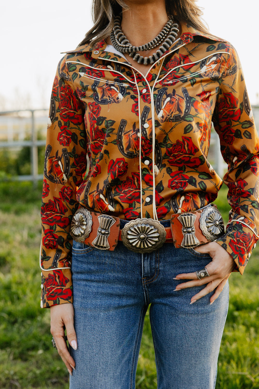 Horses & Horseshoes Button Up
