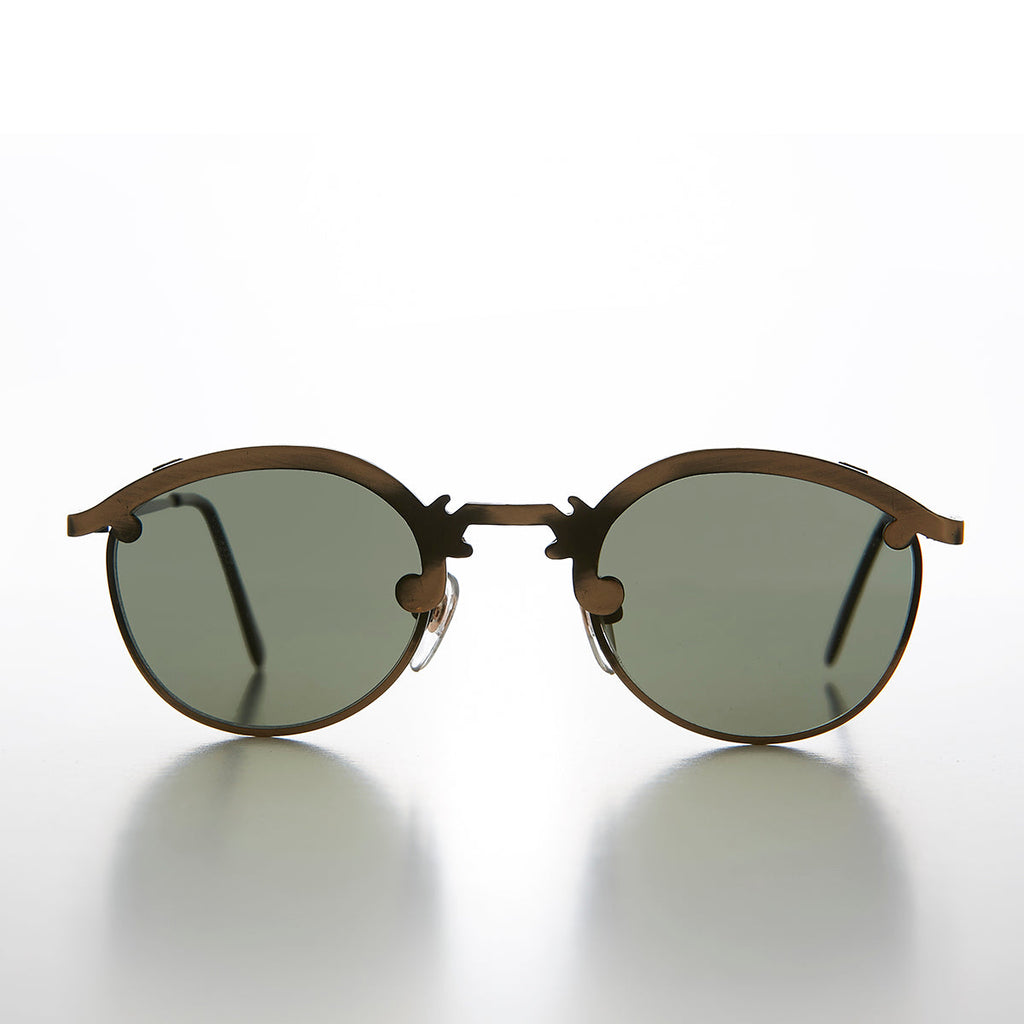 Round 90s Metal Unique Sunglass with Arrow Nose Bridge - Charmer