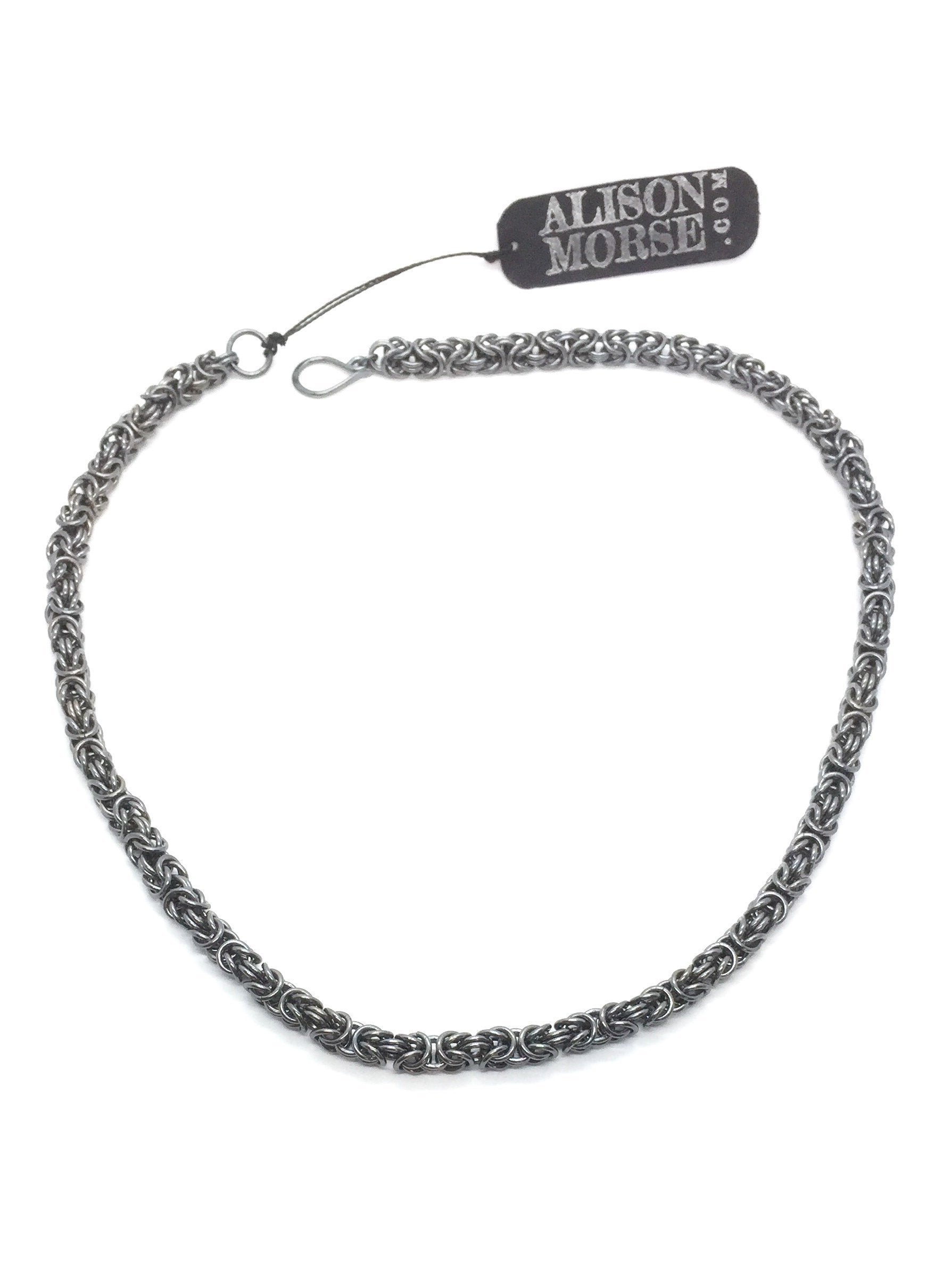 Byzantine Chainmaille Necklace in Oxidized Sterling Silver