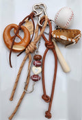 Sports & Snack Lover's Delight Bag Charm - Baseball, Football, and Pretzel Keychain
