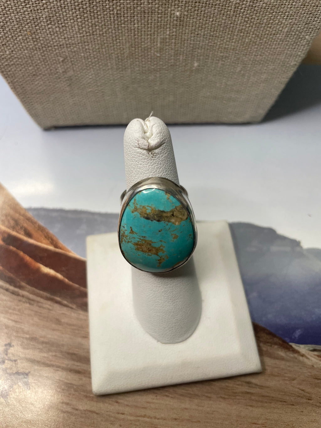 Handcrafted Sterling Silver & Turquoise Ring Size 5.5