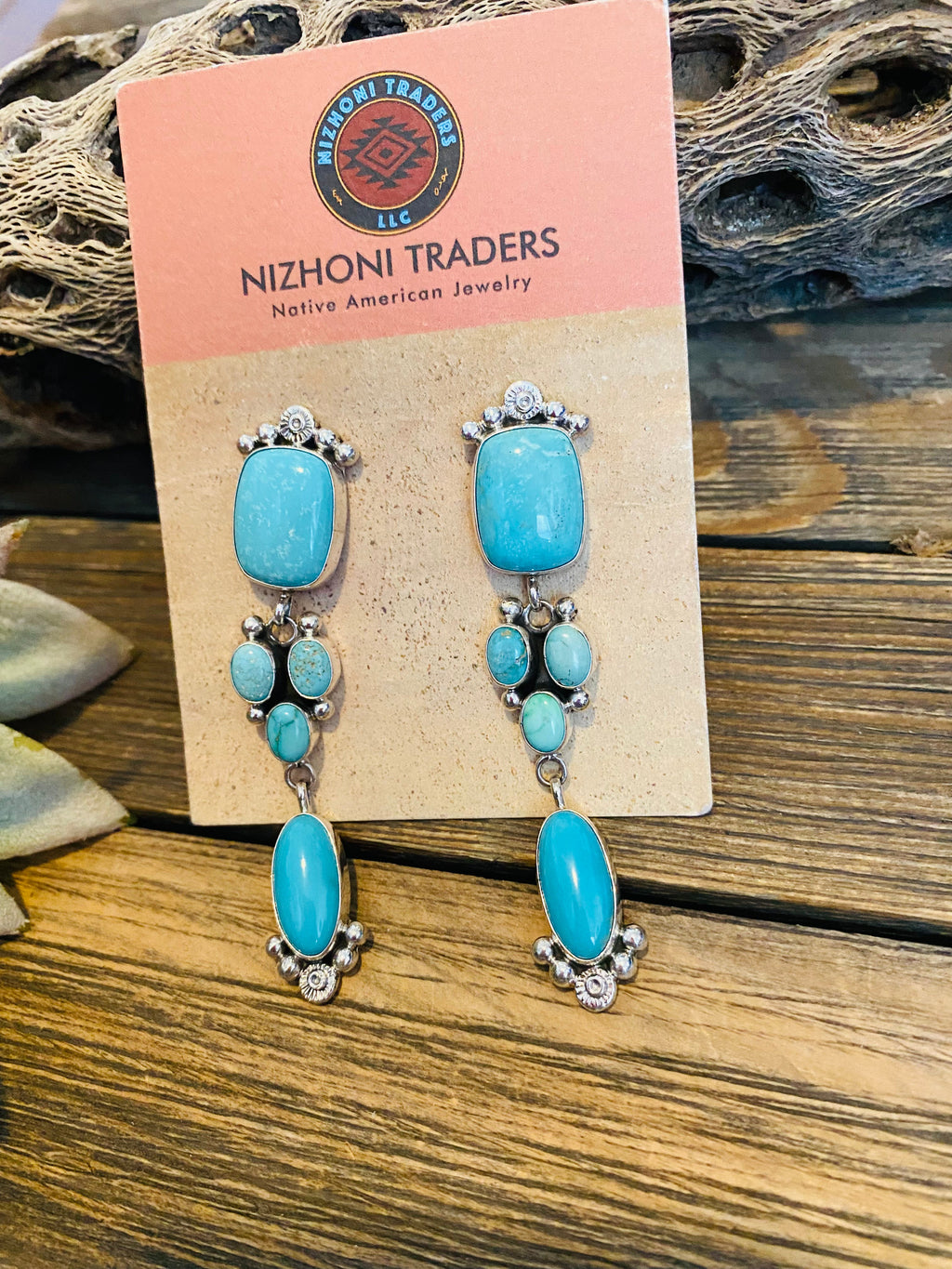 Handcrafted Turquoise & Sterling Silver Dangle Earrings