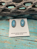 Handcrafted Turquoise And Sterling Silver Post Earrings
