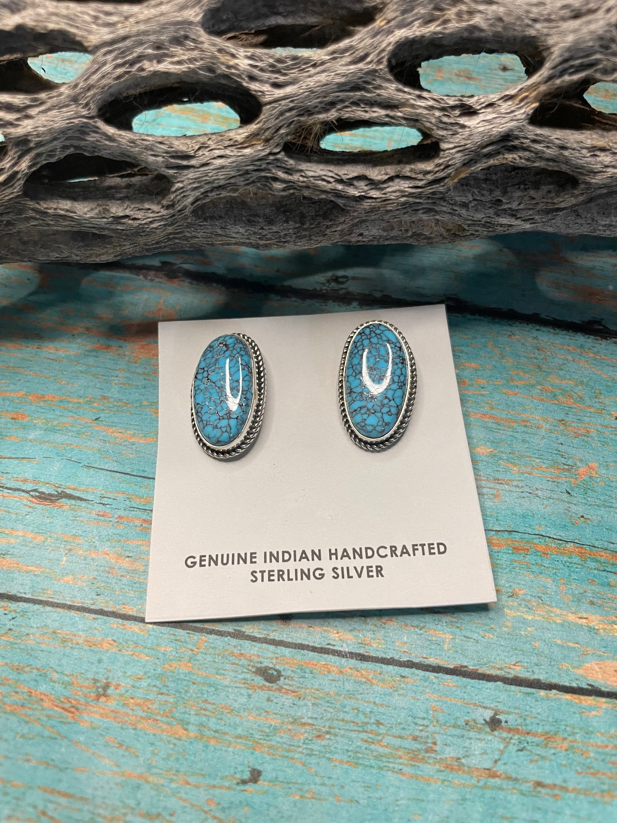 Handcrafted Turquoise And Sterling Silver Post Earrings