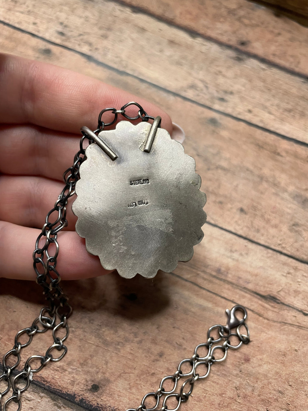 Handcrafted Sterling Silver And Turquoise Necklace Signed