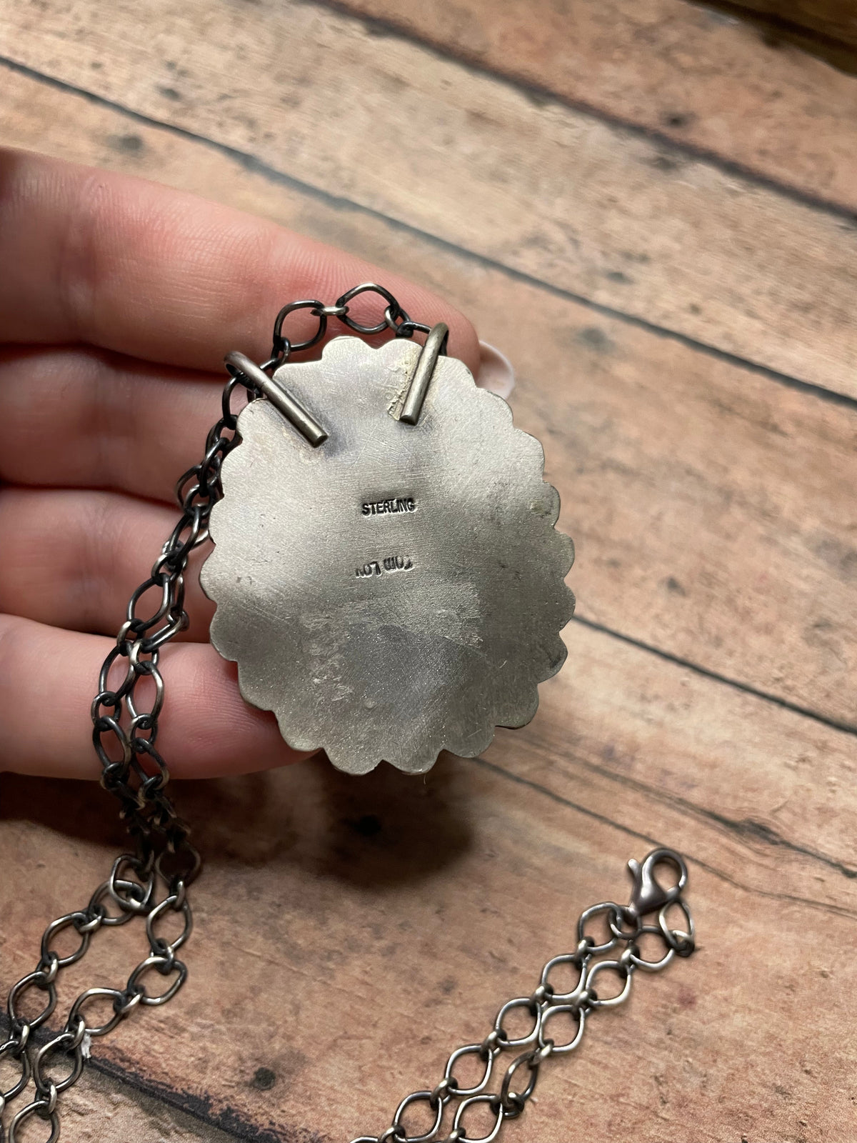 Handcrafted Sterling Silver And Turquoise Necklace Signed