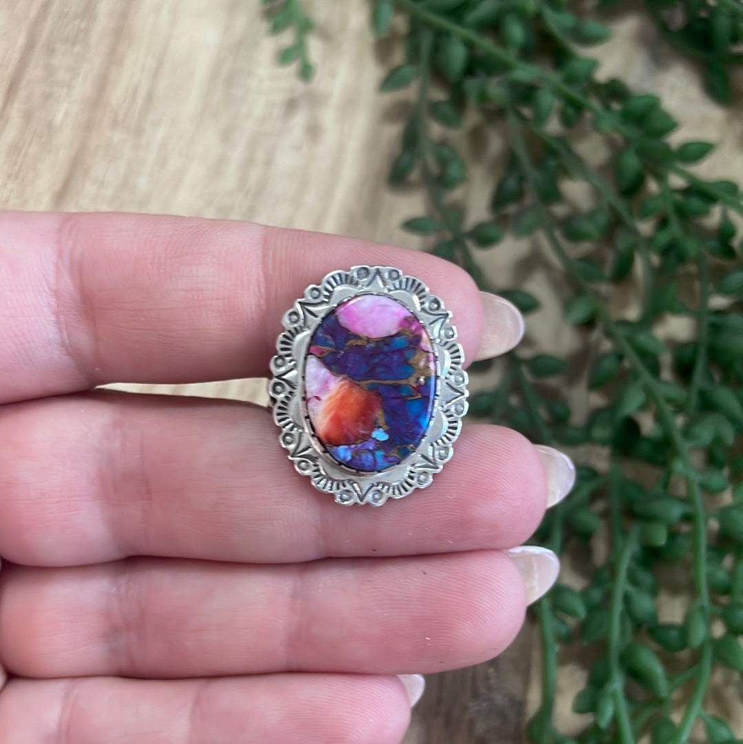 “Dreamy ” Handcrafted Pink Dream & Sterling Silver Ring Signed