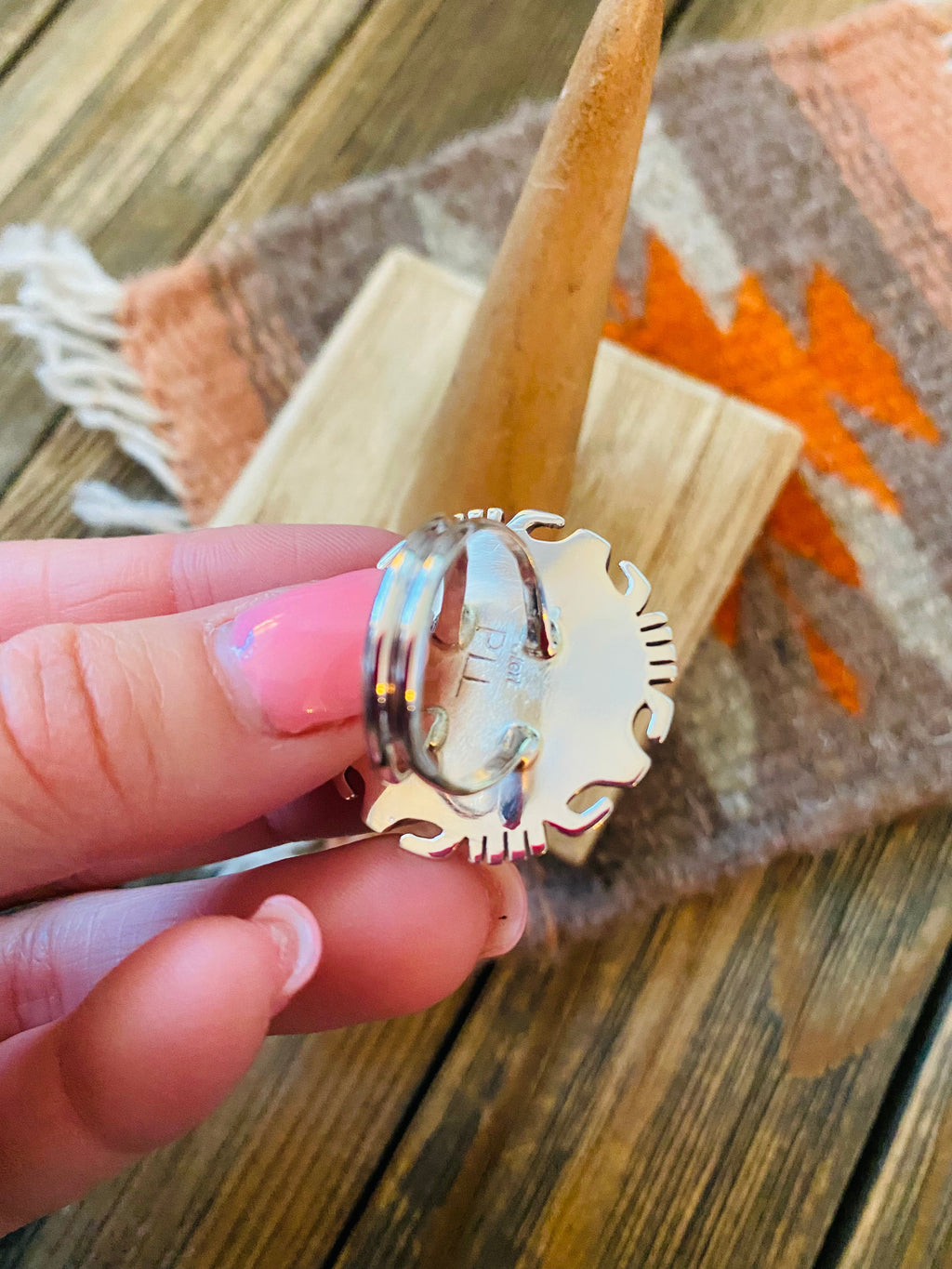 Handcrafted Sterling Silver & Turquoise Inlay Ring Size 6.75