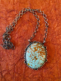 Handcrafted Sterling Silver & Number 8 Turquoise Necklace