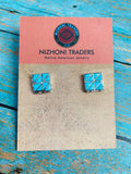 Handcrafted Sterling Silver & Turquoise Inlay Stud Earrings