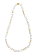 19" Single Strand Baroque Pearl Necklace with Gold Beadsj