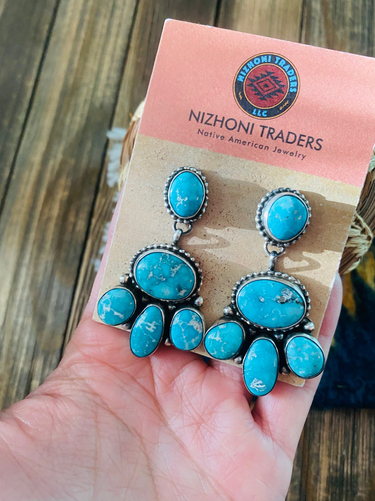 Handcrafted Sterling Silver & Sonoran Mountain Turquoise Dangle Earrings