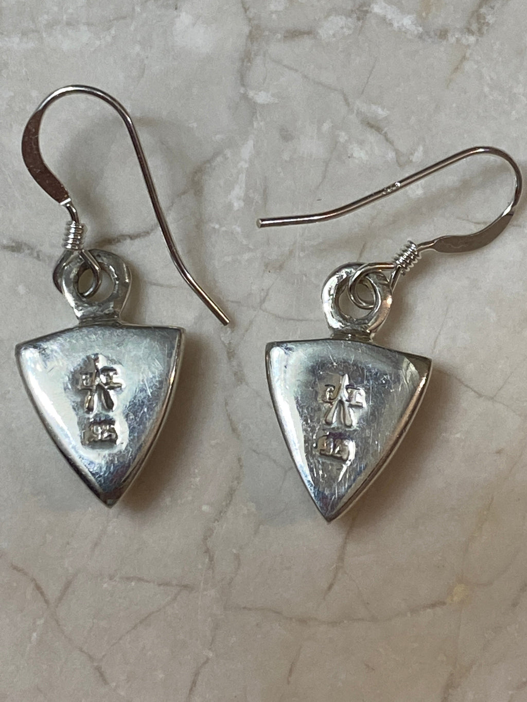 Handcrafted Turquoise 8 & Sterling Silver Petite Triangle Dangle Earrings