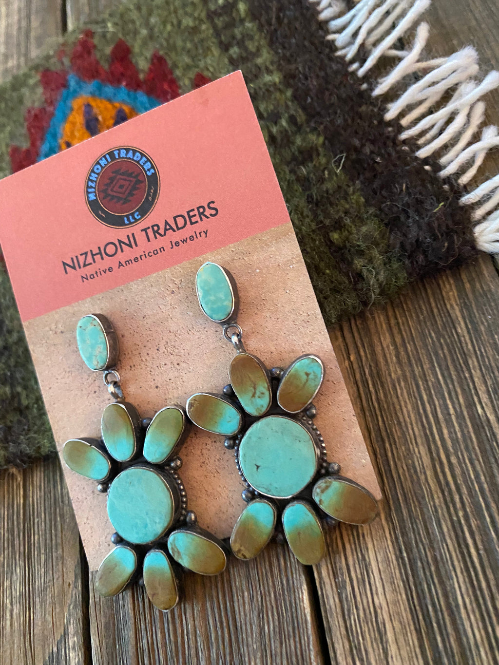 Handcrafted Jacqueline Silver Royston Turquoise & Sterling Silver Dangle Earrings