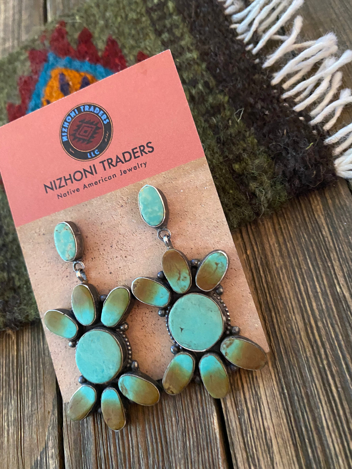 Handcrafted Jacqueline Silver Royston Turquoise & Sterling Silver Dangle Earrings