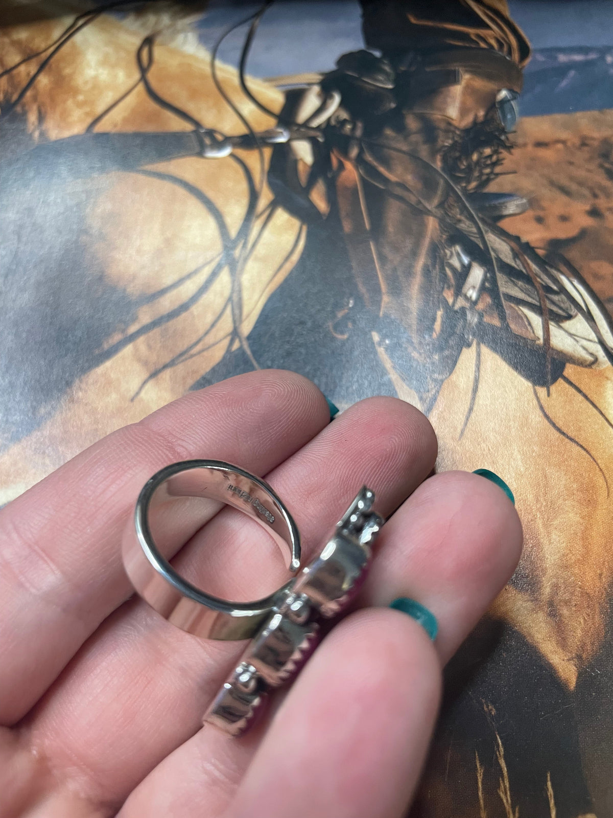 Handmade Colbalt Calcite Adjustable Ring