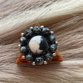 Handcrafted Sterling Silver & White Buffalo Adjustable Ring Signed