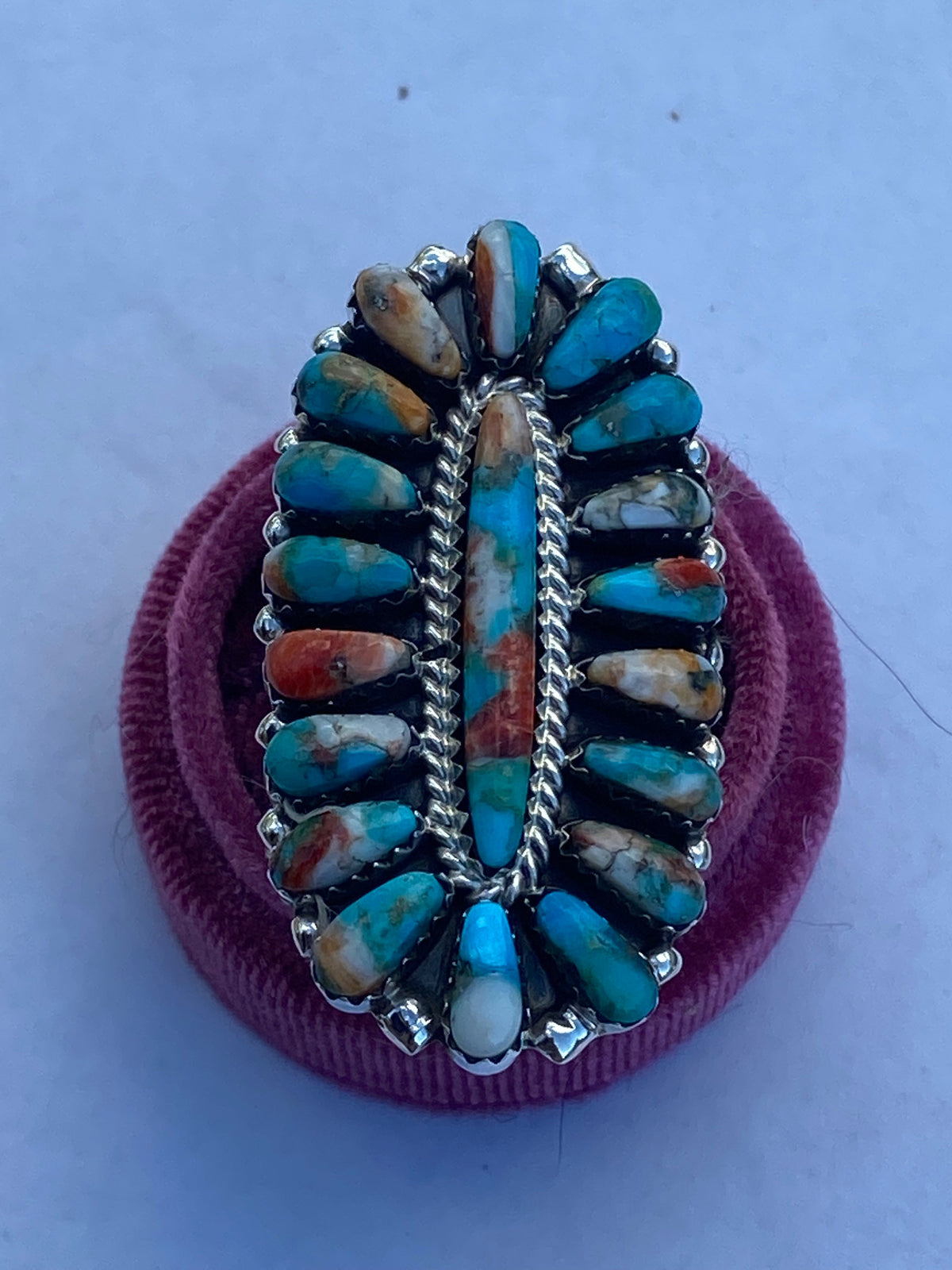 Handcrafted Sterling Silver & Natural Spice Mojave Cluster Ring