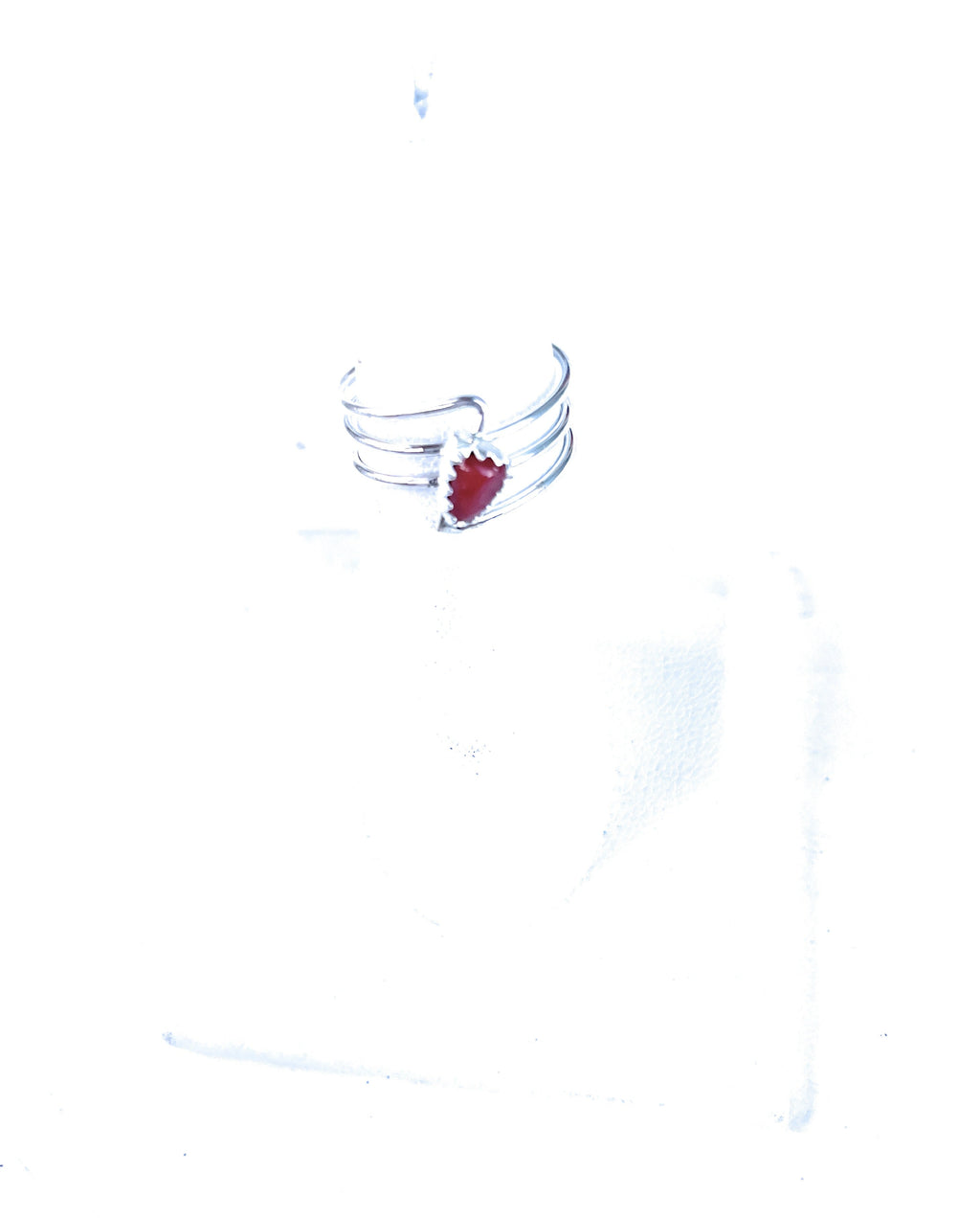 Handcrafted 3 Ring Coral And Sterling Silver Ring
