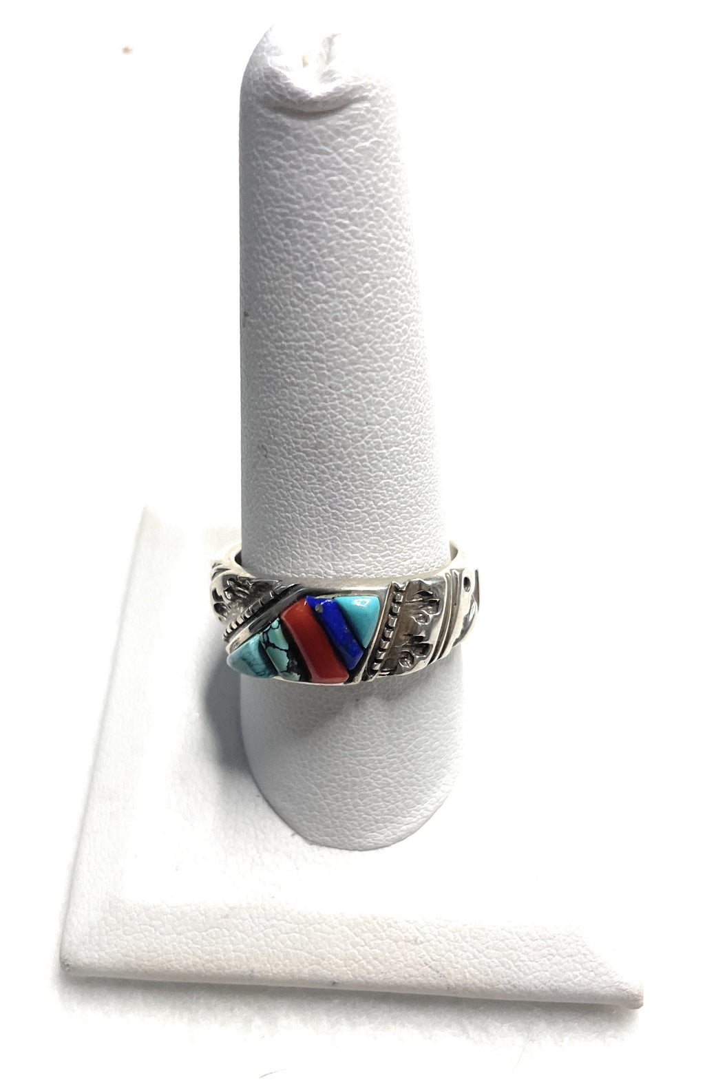 Handcrafted Multi-Stone And Sterling Silver Ring Size 10