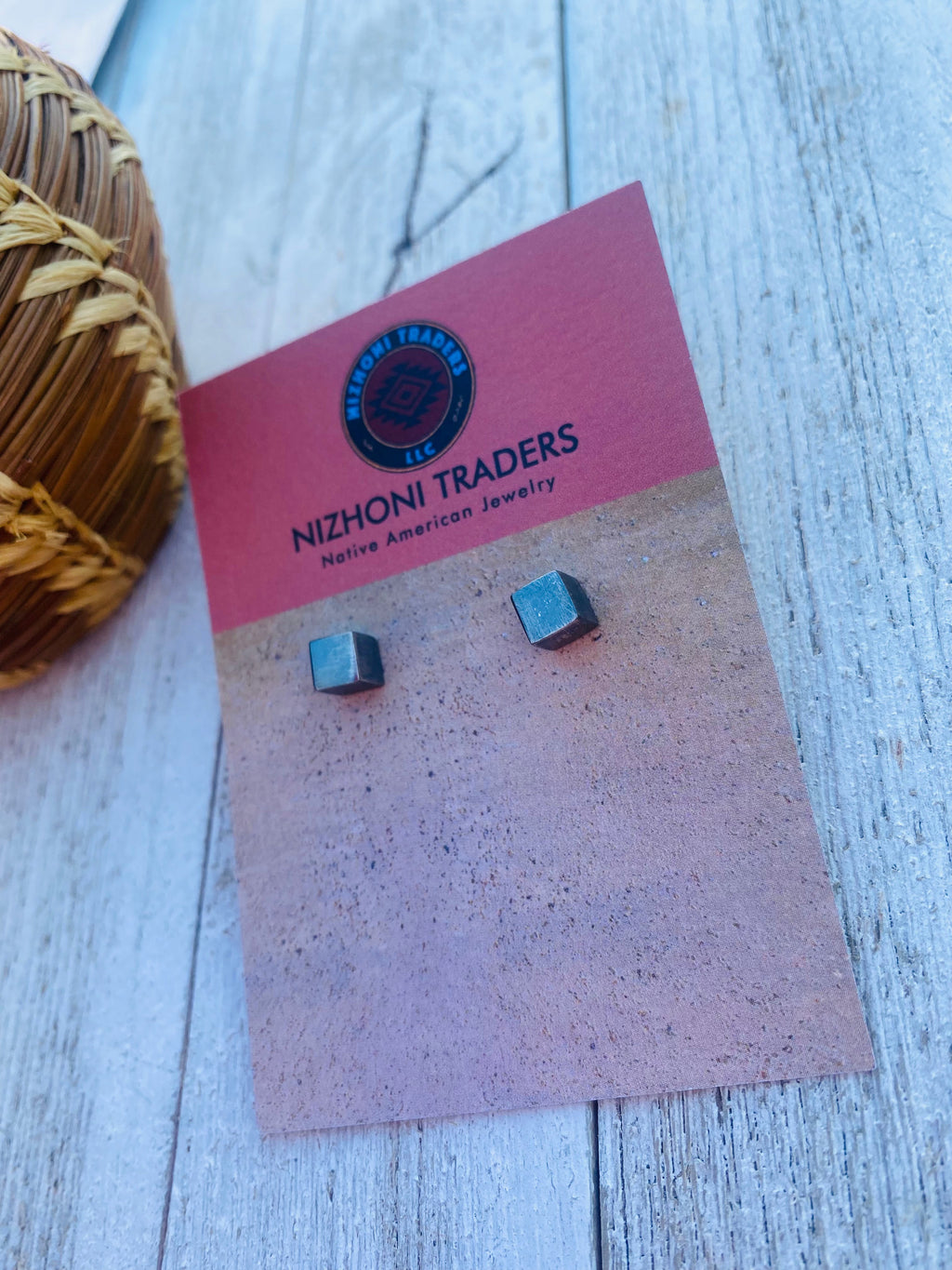 Handcrafted Sterling Silver Cube Stud Earrings