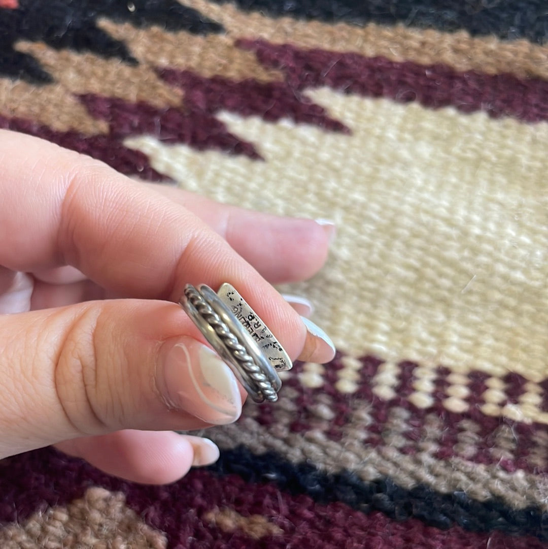 Handcrafted Sterling Silver & Purple Spiney Triangle Ring