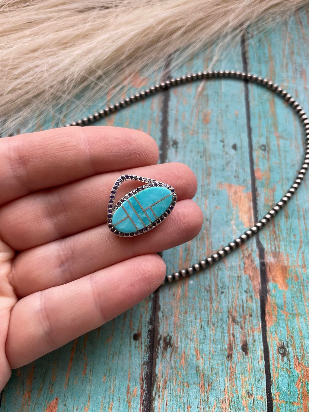Handcrafted Sterling Silver & Turquoise Inlay Pendant