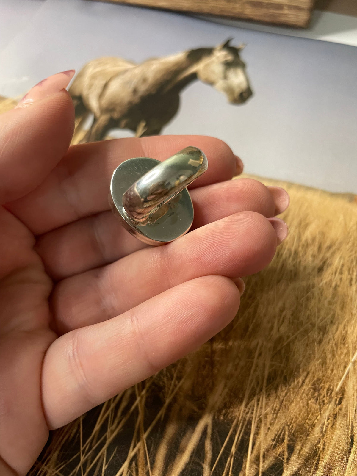 Handcrafted Turquoise And Sterling Silver Ring Sz 6
