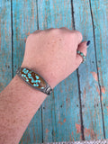 Handcrafted Sterling Silver & Turquoise Adjustable Cuff Bracelet Signed