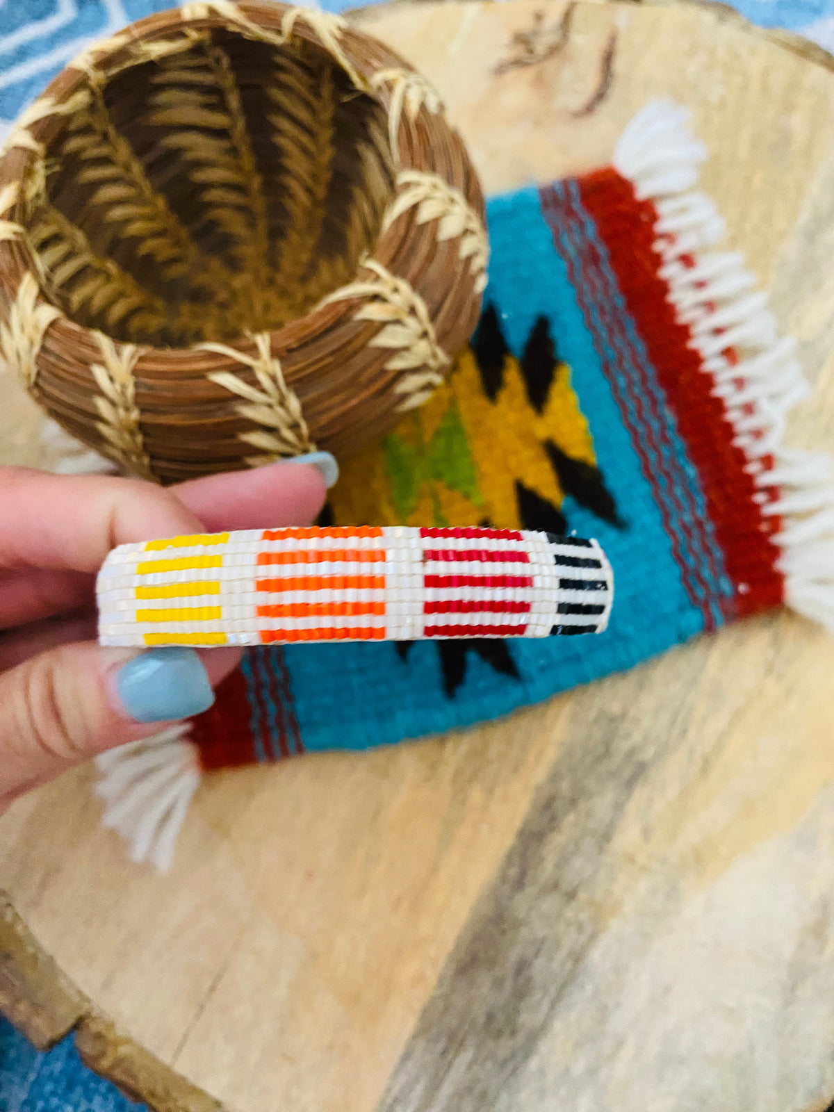 Handcrafted Made Beaded Leather Bangle Bracelet