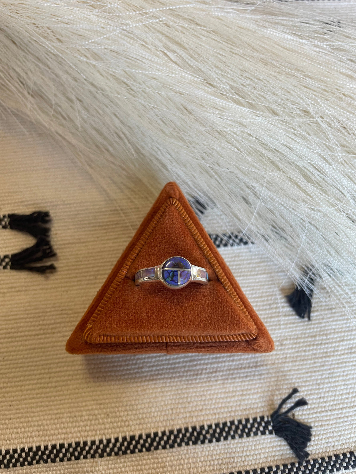 Handcrafted Sterling Silver & Blue Opal Inlay Ring