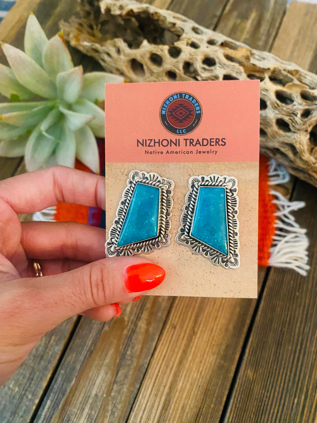 Handcrafted Sterling Silver & Turquoise Post Earrings