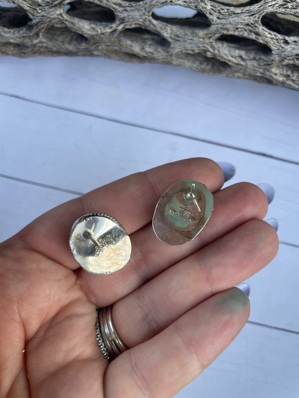 Handcrafted Turquoise And Sterling Silver Post Earrings
