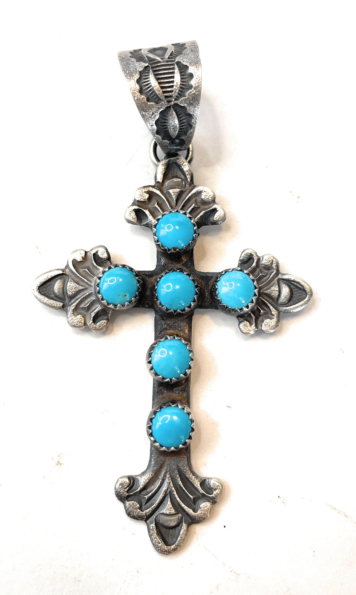 Kevin Billah Sterling Silver & Turquoise Cross Pendant Signed