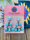 Handcrafted Turquoise & Sterling Silver Cluster Dangle Earrings