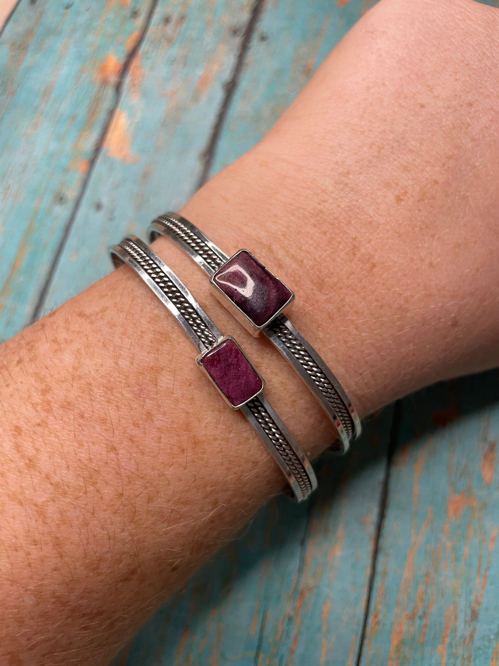 Handcrafted Purple Spiny & Sterling Silver Adjustable Cuff Bracelet