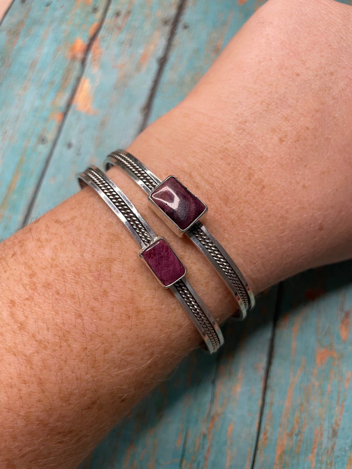 Handcrafted Purple Spiny & Sterling Silver Adjustable Cuff Bracelet