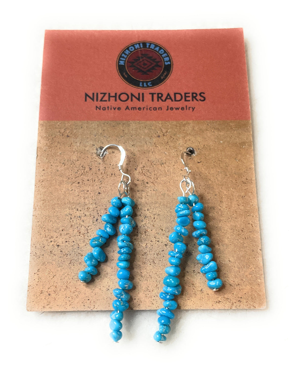 Handcrafted Sterling Silver & Turquoise Beaded Dangle Earrings DBL Strand