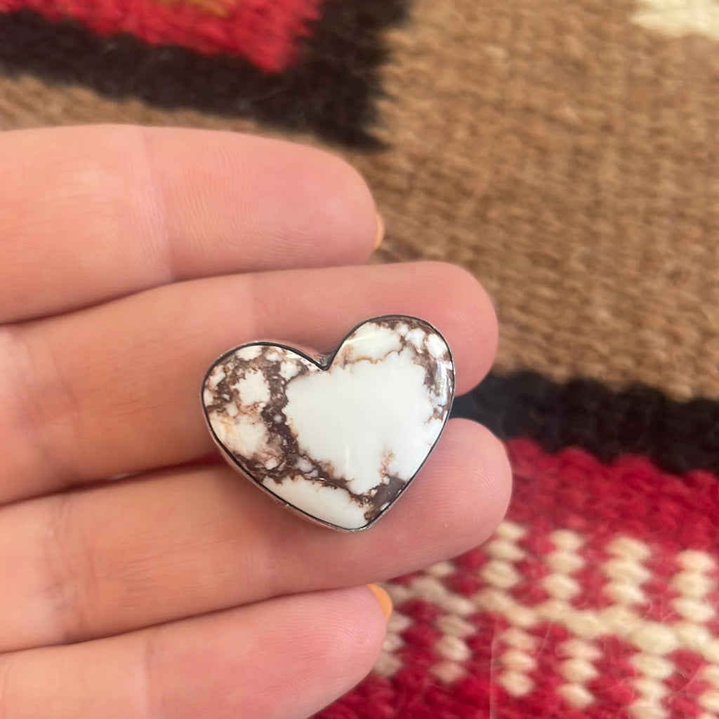 Handcrafted Wild Horse And Sterling Silver Heart Ring