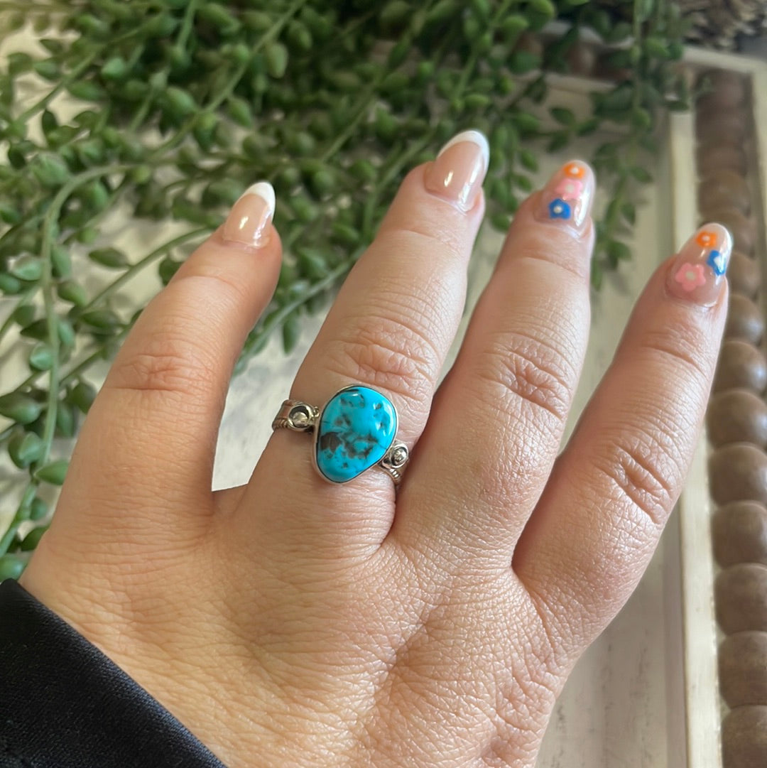 Handcrafted Sterling Silver Single Stone Turquoise Ring